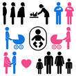 family and baby icon set