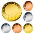 blank shiny token coins set with copyspace