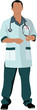 Nurse man with white doctor`s smock. Vector illustration