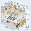 Isometric 3 level office. Each level on a separate layer.