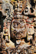 Sculptures in Archeological park in Copan ruinas