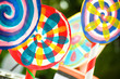 painted candy colored decorative shapes