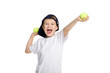 Photo: Screaming boy with tennis balls. Screaming boy with tennis balls.