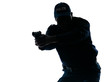 Policeman aiming a handgun