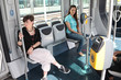 Photo: Two girls riding the tram Two girls riding the tram
