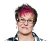 Close-up of an irritated woman making a face