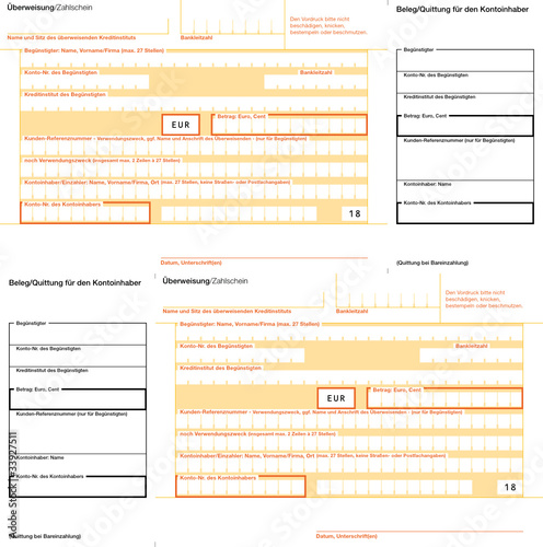 Vector: Überweisungsträger Maschinenlesbar Quittung rechts - links Überweisungsträger Maschinenlesbar Quittung rechts - links