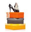 fashion shoes on the boxes
