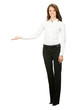 Full body portrait of business woman showing, isolated Full body portrait of business woman showing, isolated
