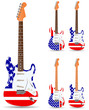 set of usa electric guitars isolated on white background
