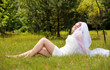 happy girl in wedding dress