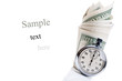 stopwatch and dollar