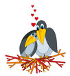vector illustration: love raven and nest