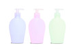 Three blank colorful soap dispencers Three blank colorful soap dispencers