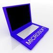 Laptop computer with word microsoft on it