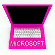 Laptop computer with word microsoft on it