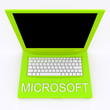 Laptop computer with word microsoft on it