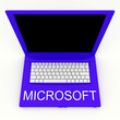 Laptop computer with word microsoft on it