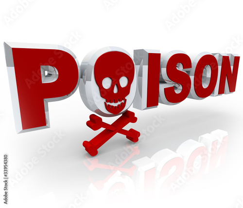 Illustration: Poison Word Skull and Crossbones Death Kill Symbol Poison Word Skull and Crossbones Death Kill Symbol