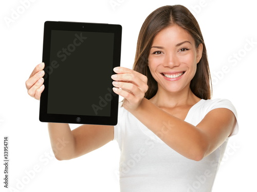 Photo: Touchpad woman showing tablet PC Touchpad woman showing tablet PC