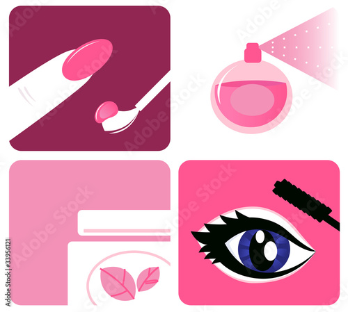 Vector: Beauty, cosmetic and makeup icons isolated on white, Vector Beauty, cosmetic and makeup icons isolated on white, Vector