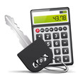 clé et calculatrice
