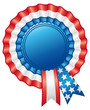American rosette ribbon with strips and stars.