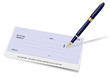 Blank check and pen. Vector illustration. Blank check and pen. Vector illustration.
