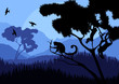 Monkey family in wild nature