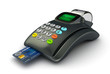3D POS-terminal with credit card isolated 3D POS-terminal with credit card isolated