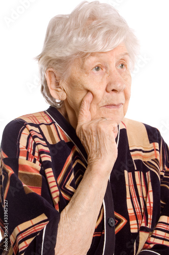 Photo: Portrait of the old woman isolated on white Portrait of the old woman isolated on white