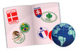 globe and passport illustration globe and passport illustration