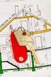 Wohnungsschlüssel und Bauplan