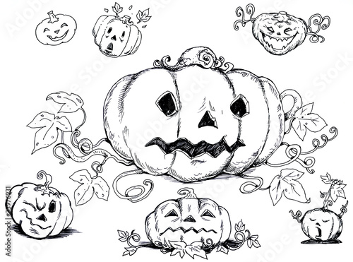 Illustration: pumpkin halloween collection pumpkin halloween collection