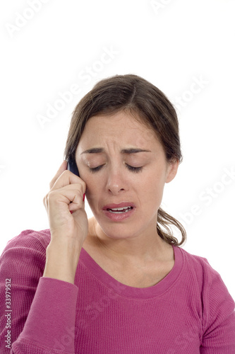 Photo: woman upset on phone woman upset on phone