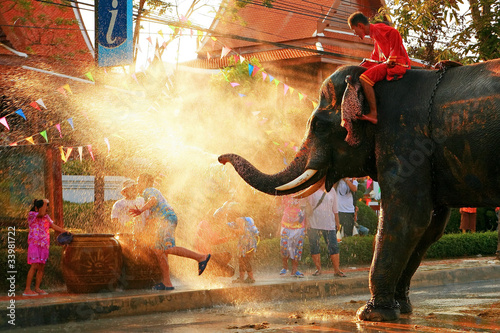 Photo: Play with the Chang Songkran water. Play with the Chang Songkran water.
