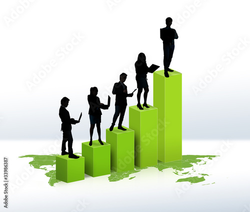 Illustration: business people on a graph business people on a graph