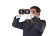 Foto: Jungunternehmer späht durch Fernglas und sucht Erfolg Jungunternehmer späht durch Fernglas und sucht Erfolg