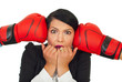 Stressed business woman under  pressure