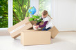girl helping moving house