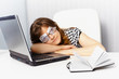 Woman sleeps on job by using fake eyes