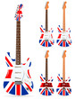 set of uk electric guitars isolated on white background