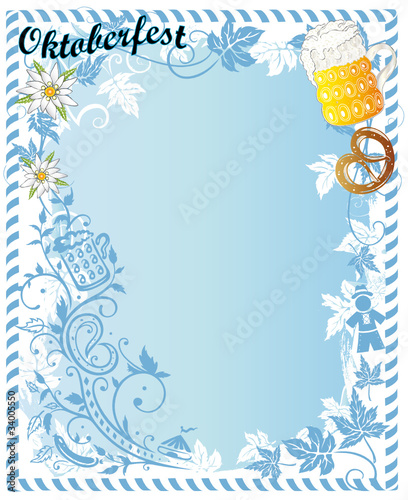 Vector: Oktoberfest, Ranke, Edelweiß, Brezel, Hintergrund, Plakat Oktoberfest, Ranke, Edelweiß, Brezel, Hintergrund, Plakat
