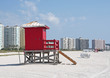 Red lifeguard stand on the beach Red lifeguard stand on the beach