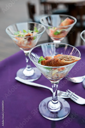 Photo: snack in glass mugs snack in glass mugs