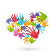 logo, coeur, mains