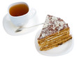 Photo: piece of honey cake and tea cup piece of honey cake and tea cup