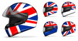 set of uk motorcycle helmet isolated on white background