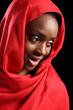 Beautiful happy African American muslim girl hijab