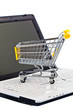 Foto: Warenkorb und Tastatur. Online Shopping Warenkorb und Tastatur. Online Shopping